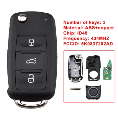 $13.19 • Buy For 2009-2014 Volkswagen VW Beetle Golf Jetta Passat Car Remote Key Fob 3-Button