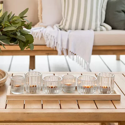 New Habitat Luna Candle Holders On Natural Tray • $49.95