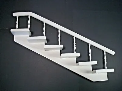 Vtg Wooden Stair 6 Step W/ Spindle Banister White Shabby Chic 31  X 9.5  X 4.5 • $46.99