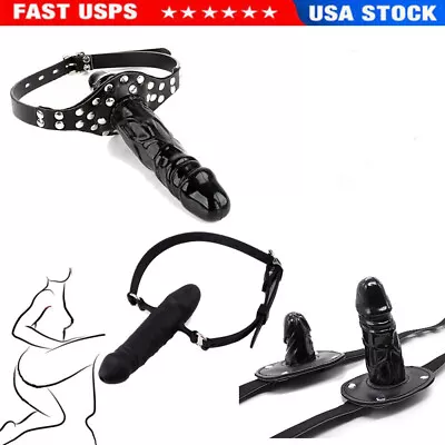 Double Ended Plug Open Mouth Gag Oral Strap Harness BDSM Bondage • $9.59