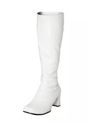 White 1960s Go Go GoGo Ladies Mens Retro Boots Womens Knee High Boots 60s 70s • £24.99