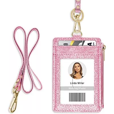 ID Badge Holder With Lanyard Vertical Bling Shiny ID Badge Card Holder With 1 • $15.18