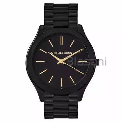 Michael Kors Original MK3221 Women's Slim Runway Black Stainless Watch 42mm • $99