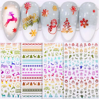 Christmas 3D Nail Stickers Snowflakes Colorful UV Gel Nail Decoration • $0.99