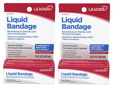 Leader Liquid Bandage 1 Fl Oz - First Aid Antiseptic Sealant 2 Pack • $13.49