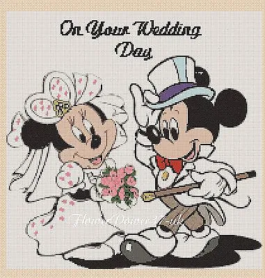 £4.50 • Buy Cross Stitch Chart  Mickey Mouse And Minnie -wedding 11 Flowerpower37-uk