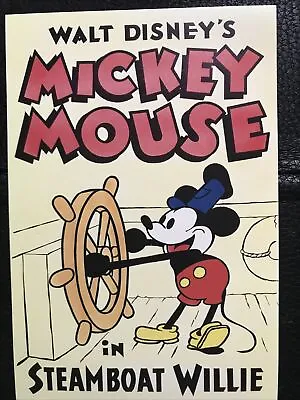 Postcard Art Of Disney Movie Poster Features Mickey Mouse In “steamboat Willie” • $4.95