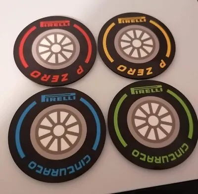 F1 Formula One Pirelli Wheel/ Tyre Coaster Set Of 4 - Round  • £12.99