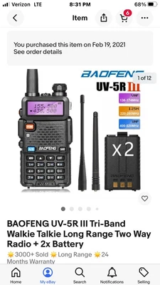 $30 • Buy BAOFENG UV-5R III Tri-Band Walkie Talkie Long Range Two Way Radio