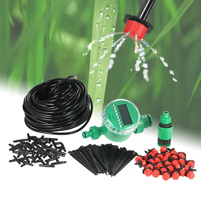 25m  Drip Irrigation System Auto Timer Self Plant Watering Garden Hose I6R4 • £26.14