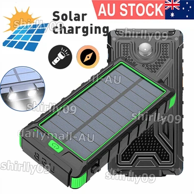 $34.99 • Buy 1000000mAh Solar Power Bank Panel 2 USB Portable Phone Charger External Battery