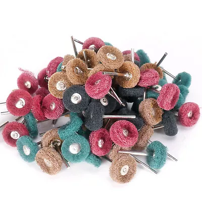 80Pcs Mini Abrasive Buff Wheel Grinding Polishing Shank Craft Bits Rotary Tool • $26.96