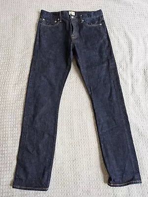 J. Crew Jeans Men 33x34 Blue 770 Selvedge Denim Stretch Button Fly Straight • $37.39