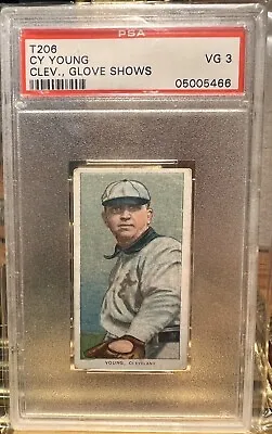 1909 T206 CY YOUNG Cleveland Indians HOF Glove Shows Sweet Caporal PSA 3 • $3750