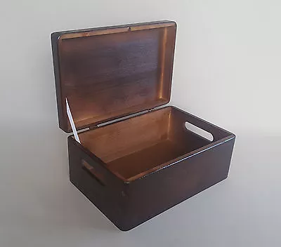 £14.99 • Buy Wooden Box Souvenirs Document Storage With Lid Hinges Craft Brown Wood Boxes