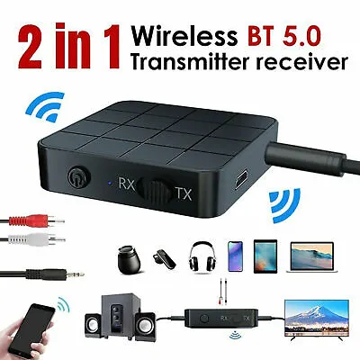 £6.19 • Buy 2 In1 Bluetooth 5.0 Wireless Receiver Transmitter RCA To 3.5mm Aux Audio Adapter