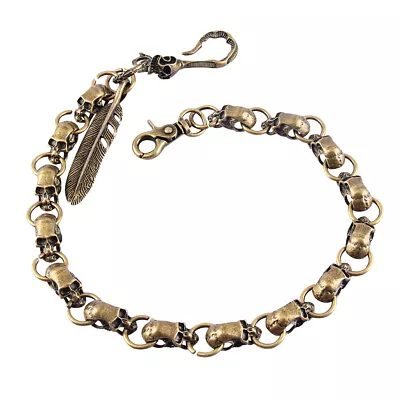 £14.76 • Buy Men Biker Trucker Heavy Skull Long Metal Keychain Key Jean Wallet Chain, 57cm /