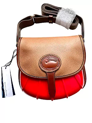 Nwt! New! Rare Dooney & Bourke Red Rubber Brown Leather Duck Crossbody Bag Purse • £243.27