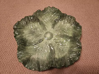 Large Green Cabbage Patch  Cabbage Leaf  Ceramic Serving Platter Tray With Box • $34.99