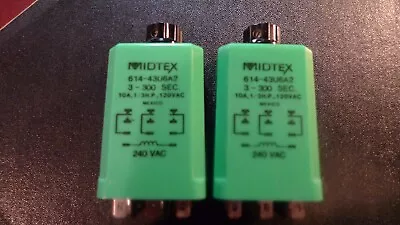 Timed Relay: 2 Midtex 3-300 Second 10 Amp 120 Vac  NOS • $3.99