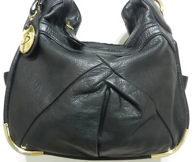 B. MAKOWSKY Black Glove Leather Pebbled Hobo Shoulder Bag Purse • $33.95