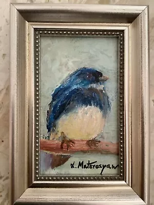 Original Framed Small Oil Art Bird 3”x5” Impressionism Signed • £75.16