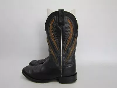 Ariat Mens Size 11 D Black Leather Inlay Cowboy Western Boots • $69.34