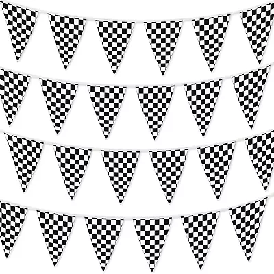 Checkered Flags Black And White 100’ FT Pennant Racing Banner | NASCAR Theme Par • $12.62