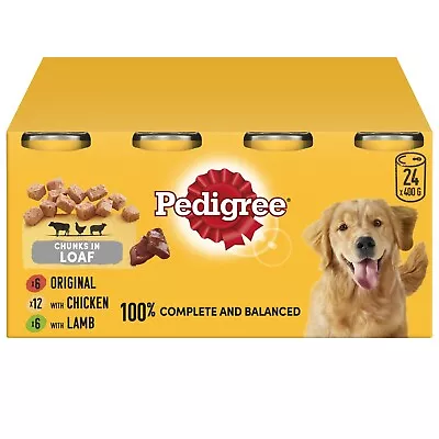 24 X 400g Pedigree Adult Wet Dog Food Tins Mixed Selection In Loaf Dog Can • £29.99