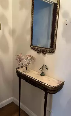 Antique Vintage Console Table Marble Top With Drawer Hallway • £150