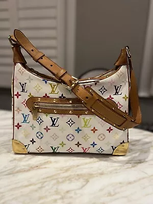 Louis Vuitton Boulogne Shoulder Handbag Multicolour White Canvas • £550