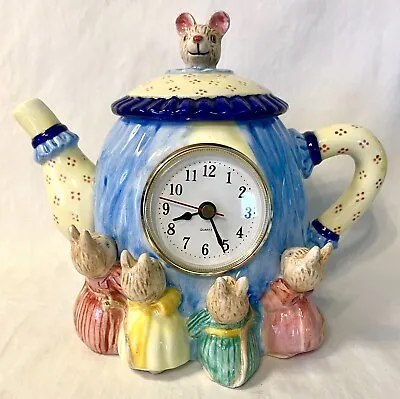 Easter Decor Bunny Teapot Clock 3D Figurine 7” Rabbit House Takehope Tea Pot • $17.75