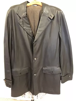 Men’s Zegna Leather Pea Coat Size 58 Or XXL Made In Italy. Perfect Condition. • $975