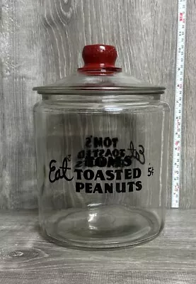 Vintage Toms Toasted Peanuts Glass Canister Jar Counter Display (SM) • $99.99