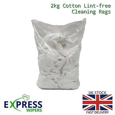 £12.99 • Buy 2kg White 100% Cotton Durable Lint-Free Polishing Cleaning Rags Wipers Cloths