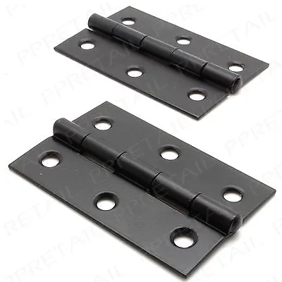 Pair Of BLACK STEEL 1838 BUTT HINGE 75mm/3  Heavy Duty Door Country Cupboard Set • £4.61