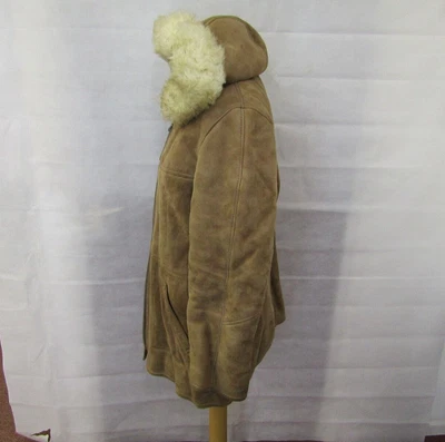 £20 • Buy Langmore Genuine English Sheepskin Winter Coat With Hood Faux Fur Trim Tan Brown