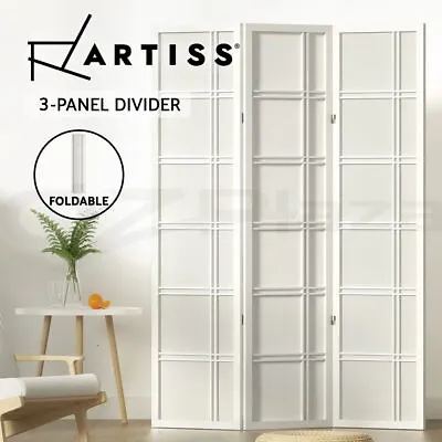 Artiss 3 Panel Room Divider Screen Partition Privacy Wood Stand Nova White • $86.95