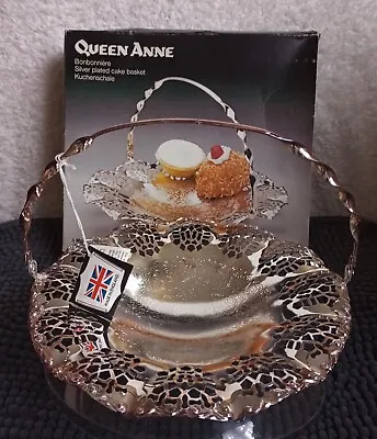 Queen Anne Vintage Silver Plated Cake Basket Matell & Co Wednesbury England • £12.99