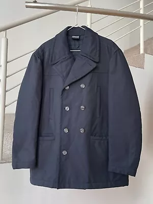 Vintage Mens VERSACE Jacket Pea Coat Double Breasted Nylon Blue Size M • $99