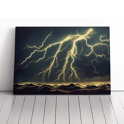 Happy Lightning Storm Canvas Wall Art Print Framed Picture Decor Living Room • £24.95