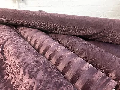 Velvet Fabric Textured Material Designs  140 Cms Wide Camper Interiors Purple • £9.99