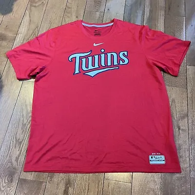 Mens Nike Dri Fit Minnesota Twins MLB Performance T Shirt Red Polyester Sz XL • $19.99