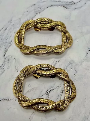 Elegant Vintage Shoe Jewelry Clips Textured Gold Tone Woven SIGNED MUSI • $9.99