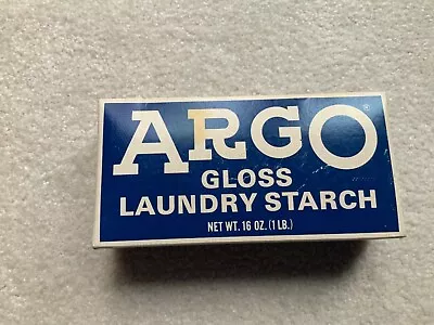 VTG ARGO Gloss Laundry Starch Sealed (1) Box 16 Oz Blue White New Retired • $19.99