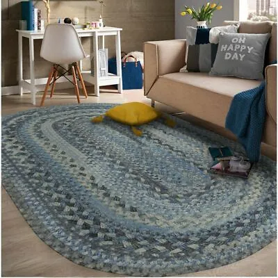 $327 • Buy Capel Rugs Harborview Slate Grey Wool Blend Country Home Oval Braided Area Rug