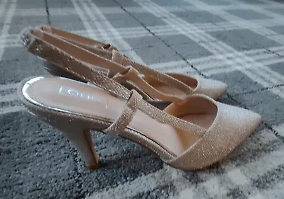 Quiz Gold Glitter Shoes Heels Slingbacks Immaculate Size 6 • £10