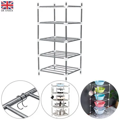 5 Tier Kitchen Pan Stand Saucepan Pot Rack Shelf Holder Storage Organiser Tool • £19.99