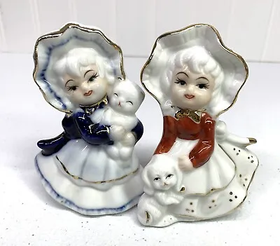 Vintage Porcelain Figurines - Girls Holding Kitten & Puppy Napco • $33