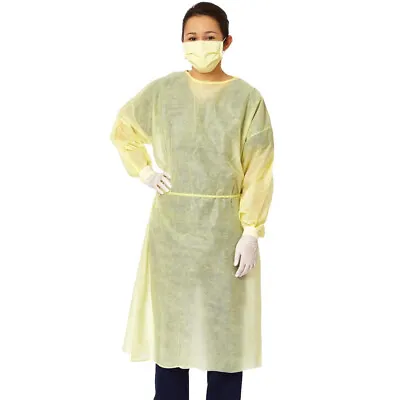 10/50/100Pcs Disposable Isolation Gown Lab Gown Knit Cuff Fluid Resistant PP+PE • $16.99